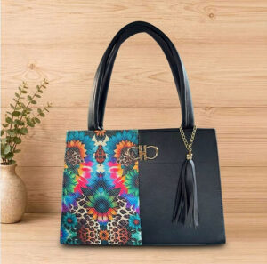 Bolso Mitad Floral Mitad Negro
