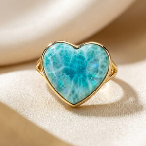Anillo con piedra de Larimar genuino en plata 9.25